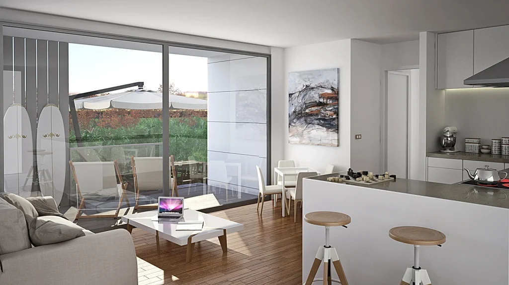 interior salon grupo jamsa long beach obra nueva en cantabria