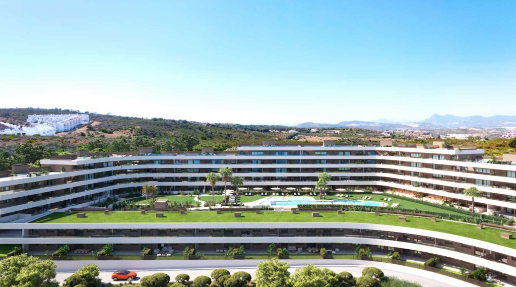 Imagen exterior de Morasol de Grupo Jamsa en la costa del sol | Entrada viviendas de obra nueva en Manilva